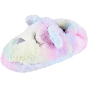 imageJessica Simpson Girls Cute and Cozy Plush Slip on House Slippers with Memory FoamTie Dye