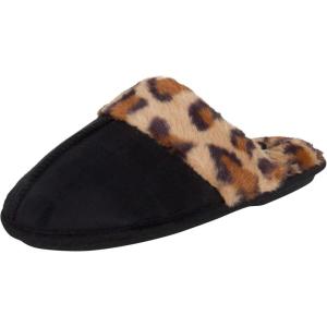 imageJessica Simpson Womens Comfy Faux Fur House Slipper Scuff Memory Foam Slip on AntiSkid SoleBlackLeopard