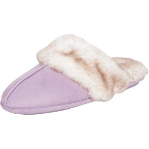 imageJessica Simpson Womens Comfy Faux Fur House Slipper Scuff Memory Foam Slip on AntiSkid SoleLilac