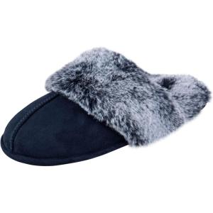 imageJessica Simpson Womens Comfy Faux Fur House Slipper Scuff Memory Foam Slip on AntiSkid SoleNavy