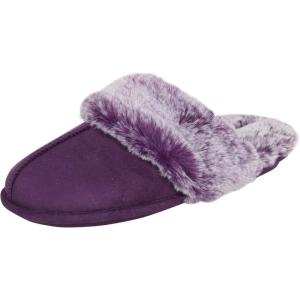 imageJessica Simpson Womens Comfy Faux Fur House Slipper Scuff Memory Foam Slip on AntiSkid SolePurple