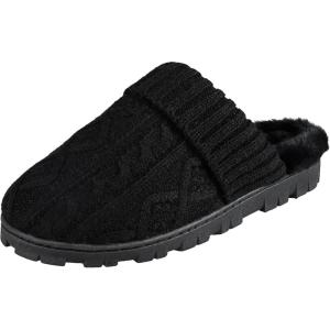 imageJessica Simpson Womens Soft Cable Knit Memory Foam Clog Slippers with IndoorOutdoor SoleBlack Knit