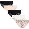 imageJessica Simpson Womens Hipster Underwear  5 Pack Microfiber Lace Trim No Show Seamless Panties Sizes SXLLeopard Multi