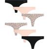 imageJessica Simpson Womens Thong Panties  6 Pack Seamless Lace Microfiber Underwear for Women SXLAnimal Pearl BlushBlackPearl Blush