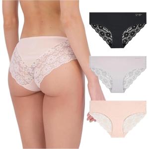 imageJessica Simpson Seamless Underwear For Women Lace Hipster Panties Cute Breathable and Comfortable Multipack Ropa InteriorPearl BlushRaindropsBlack 3 Pack