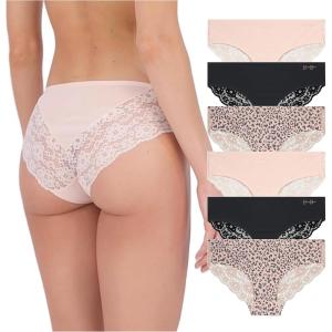imageJessica Simpson Seamless Underwear For Women Lace Hipster Panties Cute Breathable and Comfortable Multipack Ropa InteriorPearlBlackBlush 6 Pack
