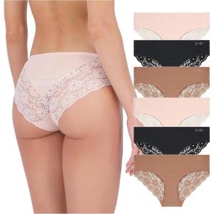 imageJessica Simpson Seamless Underwear For Women Lace Hipster Panties Cute Breathable and Comfortable Multipack Ropa InteriorPearlDolceBlack 6 Pack