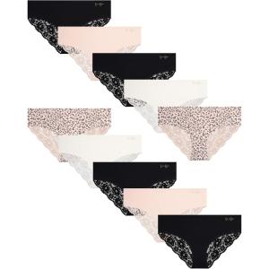 imageJessica Simpson Womens Hipster Underwear  10 Pack Sexy Lace Trim No Show Seamless Briefs  Panties for Women SXLLeopard Multi