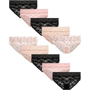 imageJessica Simpson Womens Hipster Underwear  10 Pack Sexy Lace Trim No Show Seamless Briefs  Panties for Women SXLRoseBlack