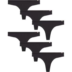 imageJessica Simpson Womens Thong Panties  6 Pack Seamless Lace Microfiber Underwear for Women SXLBlackBlackBlack