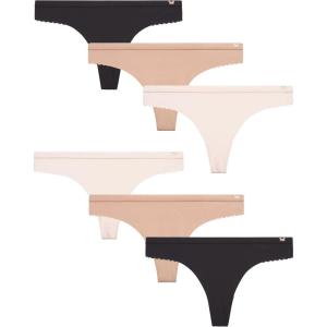imageJessica Simpson Womens Thong Panties  6 Pack Seamless Lace Microfiber Underwear for Women SXLDolcePearlBlack