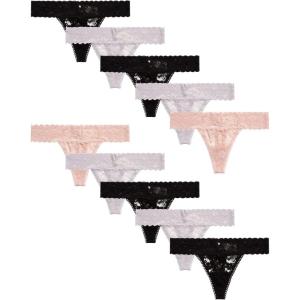 imageJessica Simpson Womens Thong Underwear  10 Pack Microfiber Stretch Lace Panties Soft ampamp Sexy LingerieRose SmokeBlackRaindrops