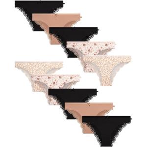imageJessica Simpson Womens Underwear  10 Pack Seamless Bikini Briefs SXLBlackBlack PrintDolceGardenia