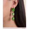 imageJessica Simpson Emerald Green Drop Earrings for Women  GoldTone Triple Crystal Dangle Earrings  Elegant Teardrop Statement Jewelry