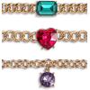 imageJessica Simpson Gemstone Charm Chain Bracelet for Women 3Piece 7quot2quot Chunky Charm Bracelets GoldTone with Gems