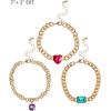 imageJessica Simpson Gemstone Charm Chain Bracelet for Women 3Piece 7quot2quot Chunky Charm Bracelets GoldTone with Gems
