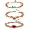 imageJessica Simpson Gemstone Charm Chain Bracelet for Women 3Piece 7quot2quot Chunky Charm Bracelets GoldTone with Gems