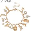 imageJessica Simpson Gold Tone Charm Bracelet for Women 7quot3quot Western Bracelets for Women 14 Charms with Crystals