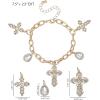 imageJessica Simpson GoldTone Charm Bracelet for Women Adjustable Chunky Bracelet with 7 CharmsCross Gold Tone