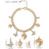 imageJessica Simpson GoldTone Charm Bracelet for Women Adjustable Chunky Bracelet with 7 CharmsHearts  Butterfly Gold Tone