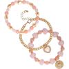 imageJessica Simpson Bracelets for Women 3Piece Pink Beaded and GoldTone Charm Bracelets
