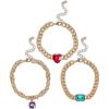 imageJessica Simpson Gemstone Charm Chain Bracelet for Women 3Piece 7quot2quot Chunky Charm Bracelets GoldTone with Gems