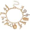 imageJessica Simpson Gold Tone Charm Bracelet for Women 7quot3quot Western Bracelets for Women 14 Charms with Crystals