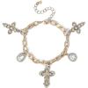 imageJessica Simpson GoldTone Charm Bracelet for Women Adjustable Chunky Bracelet with 7 CharmsCross Gold Tone
