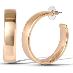 imageJessica Simpson Silver of GoldTone Hoop Earrings for Women Trendy Drop or Hoops Earrings Silver or Gold TonePlatedRound Yellow Hoop