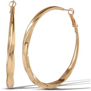 imageJessica Simpson Silver of GoldTone Hoop Earrings for Women Trendy Drop or Hoops Earrings Silver or Gold TonePlatedYellow Twisted Hoop