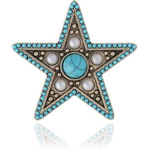 imageJessica Simpson Silver or GoldTone Brooch for Women Western Pins with Dangle Charms Turquoise or RhinestonesGold Turquoise Star