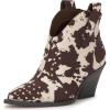 imageJessica Simpson Womens Zadie Ankle BootDark BrownWhite Cow Print Microsuede