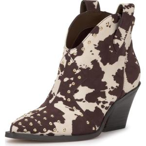imageJessica Simpson Womens Zadie Ankle BootDark BrownWhite Cow Print Microsuede