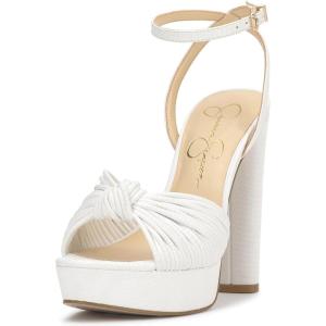 imageJessica Simpson Womens Immie Platform Sandal with Ankle StrapWhite Mini Lizard