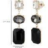 imageJessica Simpson Black Crystal Drop Earrings for Women  GoldTone Geometric Dangle Earrings with MultiStone Design  Elegant Statement Jewelry