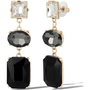 imageJessica Simpson Black Crystal Drop Earrings for Women  GoldTone Geometric Dangle Earrings with MultiStone Design  Elegant Statement Jewelry