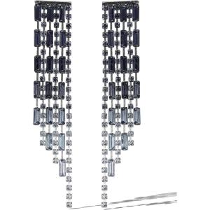 imageJessica Simpson Dangle Chain Earrings for Women Silver or GoldTone Fringe Earrings with CrystalsBlack Gradient