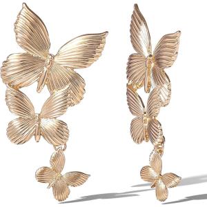 imageJessica Simpson GoldTone Butterfly Earrings for Women Drop or Hoop Earrings with Butterflies and Clear CrystalsGold Drop Butterfly