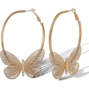 imageJessica Simpson GoldTone Butterfly Earrings for Women Drop or Hoop Earrings with Butterflies and Clear CrystalsGold Filigree Hoops
