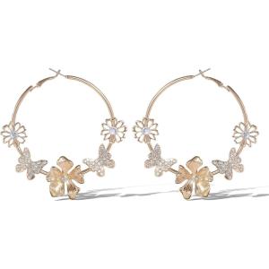 imageJessica Simpson GoldTone Butterfly Earrings for Women Drop or Hoop Earrings with Butterflies and Clear CrystalsGold Hoops