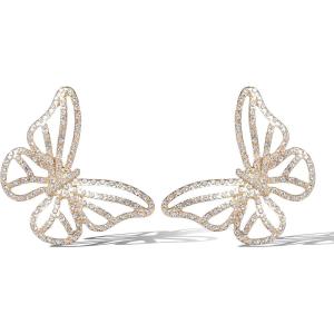 imageJessica Simpson GoldTone Butterfly Earrings for Women Drop or Hoop Earrings with Butterflies and Clear CrystalsGold Pave Butterfly