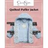 imageJessica Simpson Baby Infant Girls Puffer Jacket  Quilted Sherpa Lined Hood Heated Winter Jackets for Toddler Girls 12M24MPastel Blue Floral