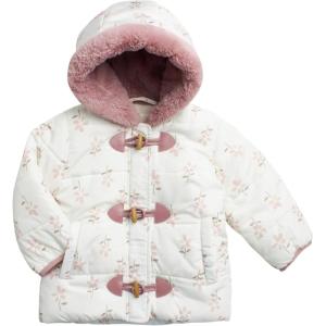 imageJessica Simpson Baby Infant Girls Puffer Jacket  Quilted Sherpa Lined Hood Heated Winter Jackets for Toddler Girls 12M24MWhite Pink Floral