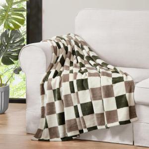 imageJessica Simpson Plush 50quotX70quot Throw Blanket  Mila Floral  Luxurious Plush Blanket for Ultimate Comfort and Cozy WarmthEmery Checkerboard OliveGrey
