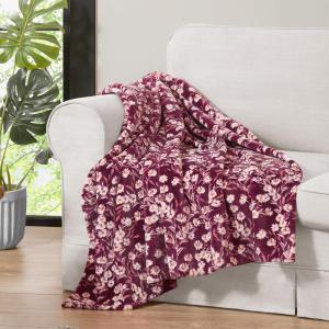 imageJessica Simpson Plush 50quotX70quot Throw Blanket  Mila Floral  Luxurious Plush Blanket for Ultimate Comfort and Cozy WarmthWildflower Park Red