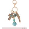 imageJessica Simpson Pave Crystal Keychain for Women Cute Purse Charms and Bag Charms for Handbag Tote Bag BackpackGold Turquoise Dangle