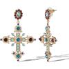 imageJessica Simpson Large Pave Cross Earrings for Women Multicolored Glass Stone GoldTone Cross Dangle Earrings