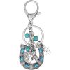 imageJessica Simpson Pave Crystal Keychain for Women Cute Purse Charms and Bag Charms for Handbag Tote Bag BackpackTurquoise Horse Shoe