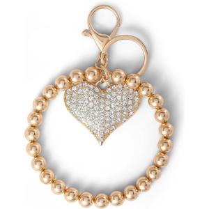 imageJessica Simpson Pave Crystal Keychain for Women Cute Purse Charms and Bag Charms for Handbag Tote Bag BackpackGold Pave Heart