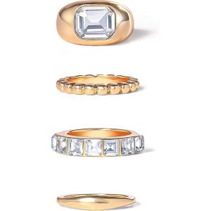 imageJessica Simpson Womens Ring Set Size 69  4 or 5Piece Stackable Rings Gold Tone with Crystals or Oxidized Silver with TurquoiseGold